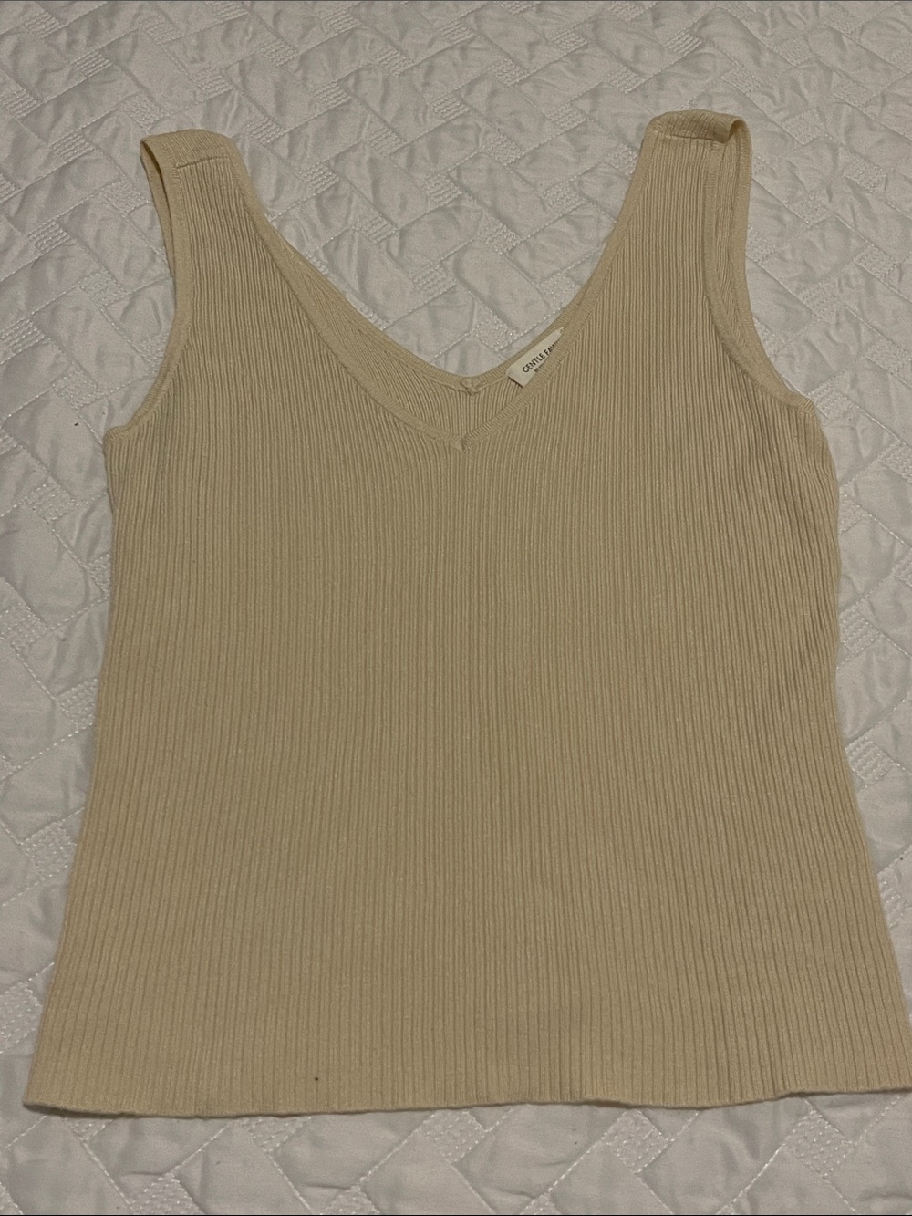 Gentle Fawn Ribbed V-Neck Tank - Light Beige
